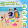 Xgunion Collapsible Beach Sand Bucket 3 Packs Foldable Sand Buckets Set with Shovels & Mesh Bag Collapsible Beach Toys for Kids Summer Sand Buckets for Kids Cruise Beach Essentials