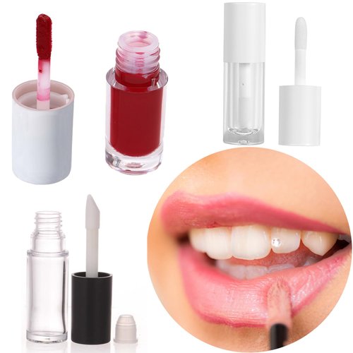 Qeuly 4 Pack Lip Gloss Tubes, 6ml Empty Lip Gloss Tubes with Wand, Clear Plastic Lip Gloss Containers for Skin Care Oil DIY Makeup Lipgloss Making Kit (D25xH86mm)