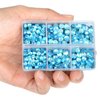 LPBeads 6400 Pieces Aquamarine Blue AB Hotfix Rhinestones Flat Back 5 Mixed Sizes Crystal Round Glass Gems with Tweezers and Picking Rhinestones Pen