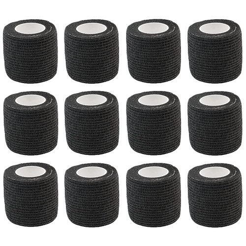 MIUXIA 12PCS Tattoo Grip Tape - Tattoo Tape Tattoo Gun Wrap Tattoo Grip Cover Bandage Wrap Self Adhesive Tattoo Machine Covers Elastic Grip Tape Tattoo Supplies