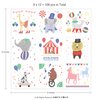 Cheerland 108 pcs Circus Animal Temporary Tattoos for Kids, Carnival Themed Birthday Pastel Face Tem Tats Baby Shower Wild One Party Favors Supplies