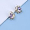 Sttiafay Vintage Purple Crystal Moon Earrings Amethyst Square Stud Earrings Rhinestone Crescent Earrings Gold Cz Star Stud Earrings Jewelry for Women
