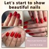 Bellelfin Coffin Press on Nails Short, 240Pcs Ballerina Red Fake Nails Kit Full Cover Acrylic Press on Nail with Glue Glossy Coffin Nails Press on False Nails for Women Girls Fingernails Artificial