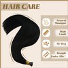 YoungSee Itip Human Hair Extensions Black 20Inch I Tips Hair Extensions Real Human Hair Black I Tip Extensions Jet Black I-Tip Hair Extensions Real Human Hair Natural Pre Bonded Hair 1g/s 50g