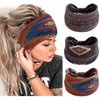 STGDAK Boho Headbands For Women Fashion Stretch Wide Hair Bands Knoted Turban African Style Head Bands Yoga Running Sweatband Elastic Headband Wrap Hair Accessories for Teen Girls 3 Pack