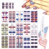WOKOTO 16 Pcs Independence Day Nail Strips Polish Stickers Fourth of July Self Adhesive Nail Stickers Wraps for Nails Set with 1 Pc Nail File 14 Tips Per Sheet Manicure Strips