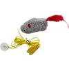 YuanHolumid Grey and Red Interactive Cat Toy, Hanging Self-Play Little Mouse Shaped Toys Cat Toy, Built-in Sound, Relieve Boredom, Hanging Squeak Mouse Stretchy Feather Plush Cat Toy Grey