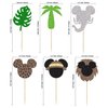 Gyufise 24Pcs Mouse Safari Cupcake Toppers Glitter Jungle Leaves Cupcake Picks Cute Animal Safari Cake Decorations Baby Shower Kids Birthday Micky Theme Party Supplies