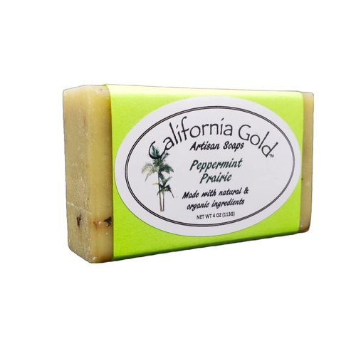 California Gold Artisan Soaps Peppermint Prairie Bar Soap-Natural and Organic made with Wheat &Barley Grass. 1-4 oz. bar