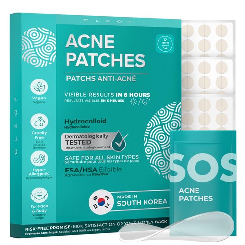Pimple Patches (Made in Korea) for Face & Body - Overnight Treatment - Acne Patch for Zits, Bumps, Spots, Pimples, Whiteheads - Hydrocolloid Stickers - Vegan, Cruelty-Free, Hypoallergenic (12mm)