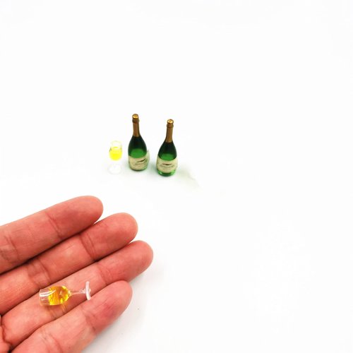 Fateanuki Doll House Furnitures Champagne Glasses Set Miniature Dollhouse Toy Kitchen Wine Cabinet Decoration Accessories 1 12 Scale