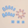 RikView Square Press on Nails Medium Acrylic Nails Blue Nails Glossy Nails for Women 24 PCS