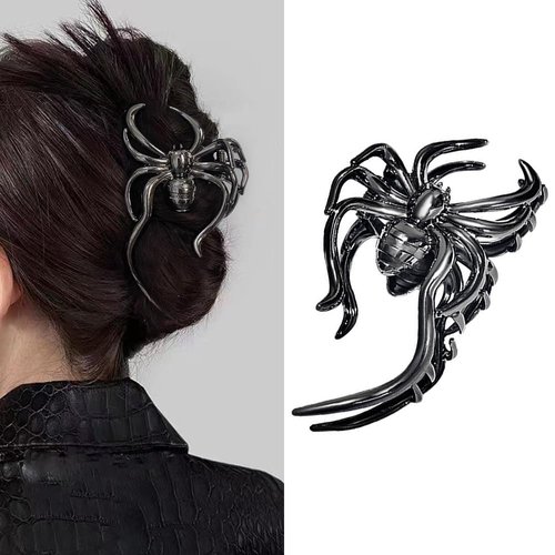Halloween Spider Hair Claw Clips Black Spider Hair Clip Punk Metal Hair Jaw Clips Non Slips Strong Hold Alloy Hair Clamp Clips Black Spider Halloween Hair Accessories for Thick or Thin Hairs 1Pcs
