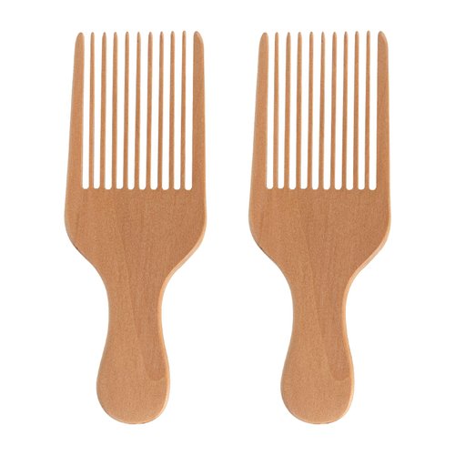 SHIDOW Wooden Beards Comb, Hair Pick for Thick, Coarse, Curly Hair Wooden Comb for Men, Women Detangling Brush for Hair Type-Eco Friendly Curly Hair Brush(Log color 2 Pacs)