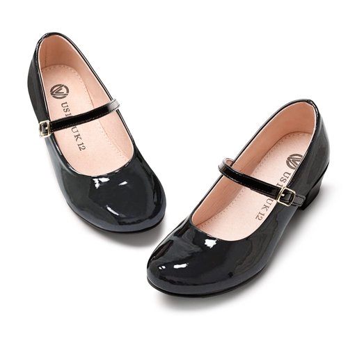 MIXIN Girls Mary Jane Dress Shoes - Princess Ballerina Flats Low Heels for School Party Wedding, Back to School Shoes for Girls (Little Kid/Big Kids) Black Size 3