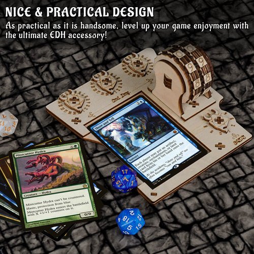 Commander EDH Command Zone Tray with Life Counter Wooden Compatible with Magic The Gathering, MTG