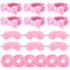 Maiteenly 18 Pcs Sleepover Party Supplies Include 6 Bow Spa Headbands, 6 Eye Mask and 6 Velvet Scrunchies Pink Party Favors for Women Makeup Gift Bachelorette Party Slumber Wedding