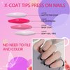 AddFavor French Tips Press on Nails Medium Square Fake Nails, 120pcs Black French Nails Press on Long Square Matte Nude Acrylic Nails Artificial False Glue Nails with Adhesive Tabs for Women