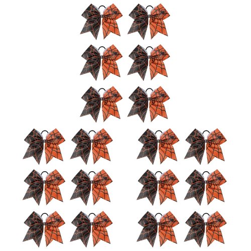 Healvian 18 pcs Halloween Hair Ties,Halloween Bow Hair Ropes,Spider Web Bow Hair Ropes,Ponytail H...