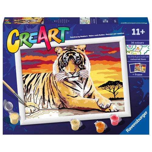 Ravensburger CreArt Majestic Tiger Paint by Numbers Kit for Kids - Painting Arts and Crafts for Ages 11 and Up