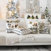 Artmag Christmas Pillow Covers 16x16 inch Set of 4 Snowman Gloves Welcome Winter Grey White Strip Christmas Throw Pillow Covers Winter Farmhouse Decoration for Home