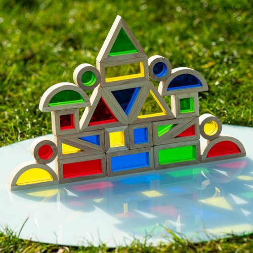 KudoJoy Wooden Building Blocks Set for Kids | 24pcs Geometry Wooden Blocks Enhancing Kid’s Creativity, Imagination, & Awareness of Colors | Educational Toy Creating Perfect Bond for Parents & Child!