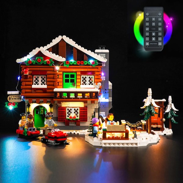 VONADO LED Light Kit for Lego Alpine Lodge Christmas Village 10325, Remote Control Lighting Set Accessories Compatible with Lego 10325 Christmas Winter Village Set (Lights Only, No Models)