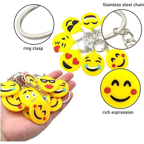 CRSUSUKJ 32 Pack Mini Emoticon Keychain Plush(16 expressions), Cute Keychain, Party Favors for Kids, Keychains, Valentine's Day Gifts/ Birthday Party Supplies, Emoticon Gifts Toys Carnival Prizes...