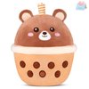 CozyWorld Bear Boba Tea Plush,Boba Bear Plush Pillow,Cute Bubble Tea Bear Stuffed Animal,Soft Boba Bear Plushie,Pearl Milk Tea Plush Toy Birthday Christmas Valentines Gifts for Kids (Brown,12 inch)