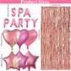 46 Pieces Spa Party Decorations Balloons Spa Theme Birthday Party Supplies Lipstick Cosmetics Balloons Foil Fringe Curtains for Girls Spa Day Makeup Party (Light Pink)