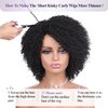 WIGER 6 Inches Short Kinky Curly Wigs Side Part Twist Out Wigs Natural Black Afro Curly Wigs for Black Women Synthetic Wigs for Women Daily Use (1B)