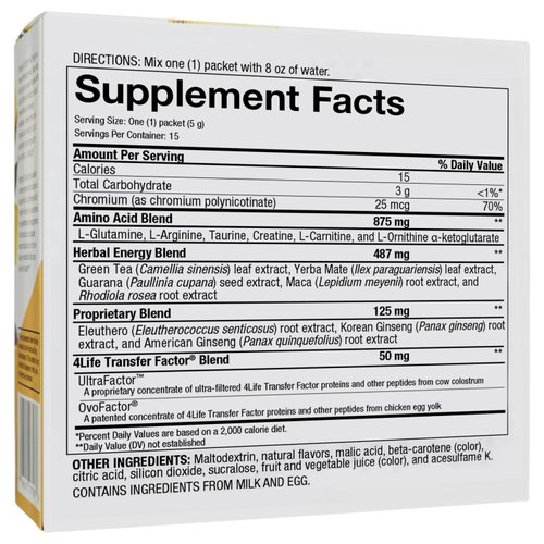 4Life Energy Go Stix - Healthy Energy Source - Tropical Drink Mix - Contains Natural Caffeine from Guarana, Maca, Yerba Mate, and Green Tea Leaf Extract - 15 Packets