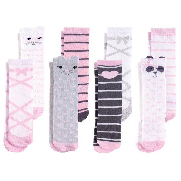 Hudson Baby Unisex Baby Cotton Rich Knee-High Socks, Pink Panda, 0-6 Months