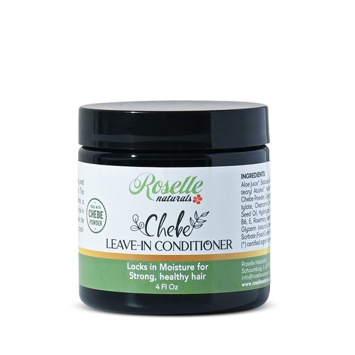 Roselle Naturals Chebe Leave In Conditioner Organic 4 Oz, Moisturizing Hair Treatment w/Chebe Powder for Hair Growth African Chebe Oil & Rosemary Essential Oil Chebe Hair Leave In Conditioner Natural