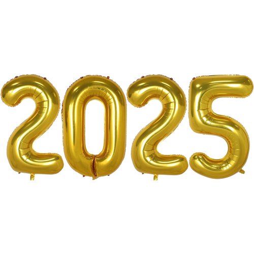 Huge Gold 2025 New Year Balloons 40 Inch 2025 Gold Mylar Foil Helium Number Balloons 2025 Christmas New Year Eve Graduation Party Decorations Supplies