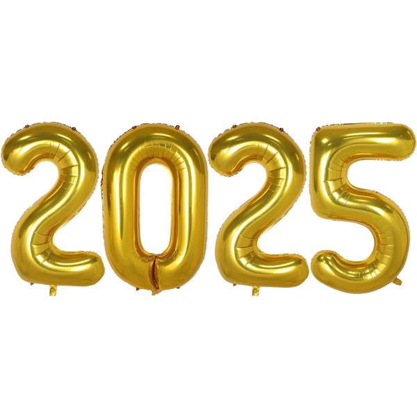 Huge Gold 2025 New Year Balloons 40 Inch 2025 Gold Mylar Foil Helium Number Balloons 2025 Christmas New Year Eve Graduation Party Decorations Supplies
