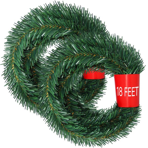 Lvydec 36 Feet Christmas Garland, 2 Strands Artificial Pine Garland Soft Greenery Garland for Holiday Wedding Party Decoration, Outdoor/Indoor Use