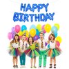 TONIFUL Blue Happy Birthday Balloons 16 Inch Mylar Foil Letters Birthday Sign Banner Balloon Bunting Reusable for Girls Boys Kids & Adults Birthday Decorations and Party Supplies
