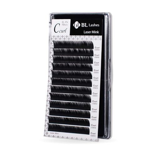 BL Lashes Eyelash Extensions, Laser Mink Classic Synthetic Lashes, 0.15 Thickness, C Curl 11mm, Natural Semi Permanent Eyelashes, Longer-lasting Eyelash Extension Supplies (C Curl 11mm)