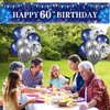 Blue 60th Birthday Decorations for Men Women, Navy Blue Silver Happy 60th Birthday Yard Banner, Blue 60th Birthday Balloons for 60th Birthday Anniversary Party Decorations Supplies