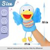 Hopearl Plush Bird Hand Puppet with Open Movable Mouth for Imaginative Play, Role Play, Interactive Toy for Storytelling Teaching Puppet Theater, Gifts for Kids Boys Girls, Blue, 16''