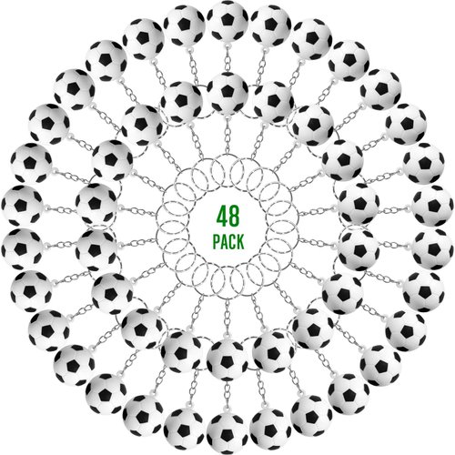 48 Pcs Soccer Keychains Soccer Stress Ball Soccer Party Favors Mini Stress Balls Pendant for School Carnival Reward Party Bag Gift Fillers Stress Relieve