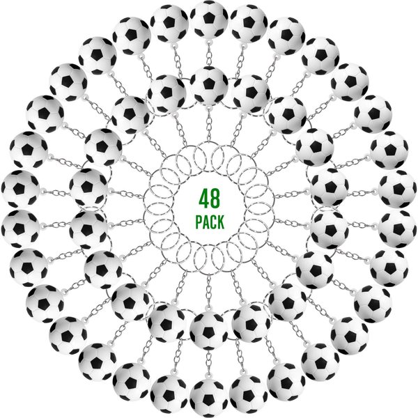 48 Pcs Soccer Keychains Soccer Stress Ball Soccer Party Favors Mini Stress Balls Pendant for School Carnival Reward Party Bag Gift Fillers Stress Relieve