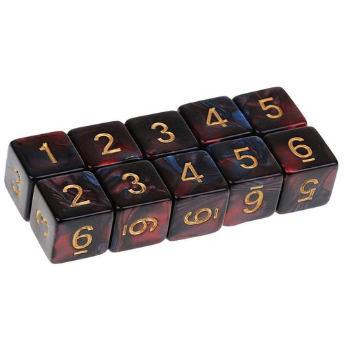 Yiotfandoll 10PCS Polyhedral Dice D6 Dice 16mm Acrylic 6 Sided Dice Double Colors Game Dice for RPG MTG DND Dice Table Games (Red Blue)