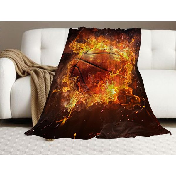 Basketball Blanket Sports Fleece Throw Blanket Super Soft Warm Cozy Fuzzy Plush Basketball Team Player Blanket Gifts for Sport Fans Girls Boys Kids Room Decor40 X50