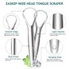 Tongue Scraper (2 Pack), Wide-head Tongue Cleaner with Nice Carrying Box, Easkep 100% Stainless Steel Tongue Scrapers Cleaners, for Men, Women, Adults, Kids