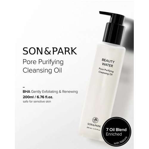SON&PARK Cleansing Oil for Pore Purifying & Control Mild & Deep Facial Cleanser, Blackhead Melting Daily Makeup Removal with Jojoba, Avocado, Olive, Tea Tree Leaf Oil 6.76 fl oz(200ml) Made In the USA
