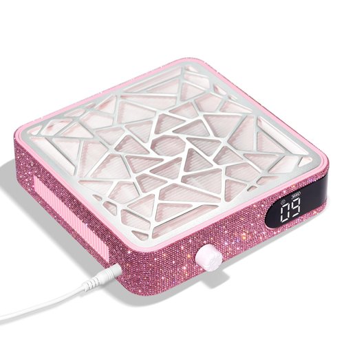 CHRISTINE SHELLY Nail Dust Collector, Powerful Vacuum Fan Vent Dust Collector Extractor Dust Suction Machine for Acrylic Nails Polishing, Nail Salon, Pink