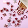 Valentine’s Day Nail Charms 22Pcs Alloy Heart Nail Art Charms Red Nail Gems Accessories Shiny Valentines Heart Nail Rhinestones Jewelry Gold Silver Love Nail Charms for Acrylic Nails Decor Supplies