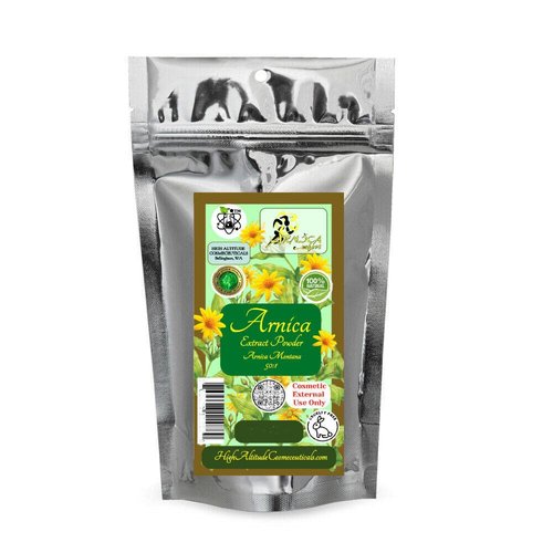 28g (1oz) ARNICAmfort Arnica Montana Extract Powder Extra Strength (High Concentration 50:1) - for Sore Muscle Joints Soothing, DIY Arnica Massage Cream, Bath Herbal Salts Soak, Hand Feet Body Soak